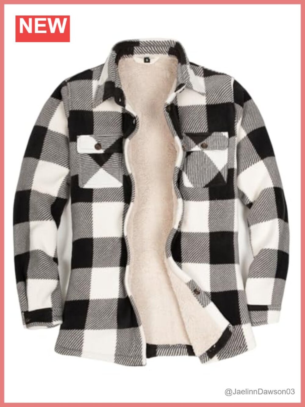 Sherpa Fleece Lined Plaid Shacket Button Front Relaxed Fit